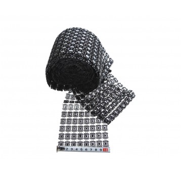 Taśma czarno-srebrna w kwadraty 10 yard