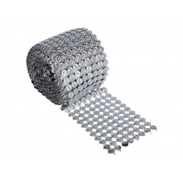 Taśma dzetowa srebrna w kólka 10yard