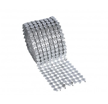 Taśma dzetowa srebrna w kwiatki 13yard