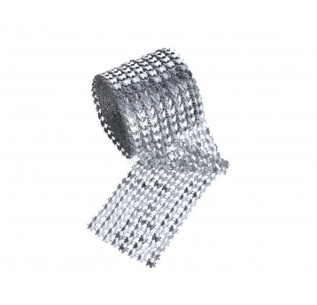 Taśma dzetowa srebrna w motylki 10yard