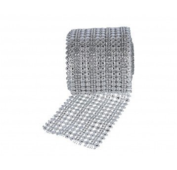 Taśma dżetowa w kwiatki srebrna 10yard