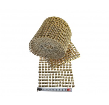 Taśma dżetowa w serduszka c.złota 10yard