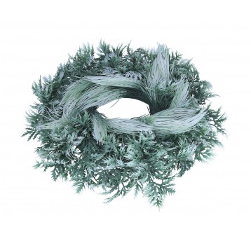 Wianek ozdobny zielono-biały śr 35cm
