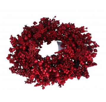 Wianek z czerwonyck kulek śr 50cm