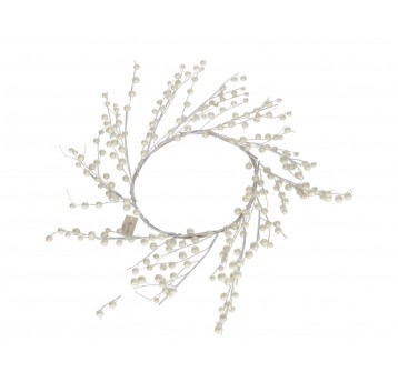 Wianek z kremowymi kulkami na galązce 50cm