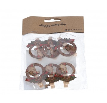 Wianek z mikolajem na spinaczu op=6szt 5cm/3,5cm