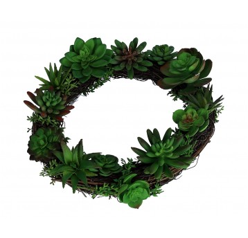 Wianek z sukulentów zielony śr 30cm