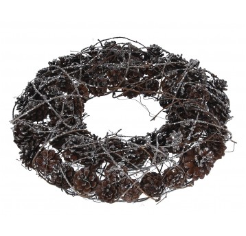 Wianek z szyszek z brokatem śr 36cm