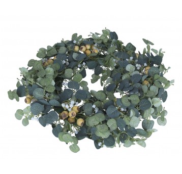 Wianek z zielonego eukaliptusa i kulek śr 40cm
