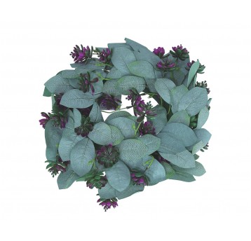 Wianek zielony z fioletowymi sukulentami śr 35cm