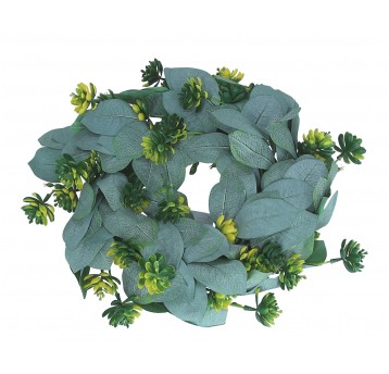 Wianek zielony z źółtymi skulentami śr 35cm