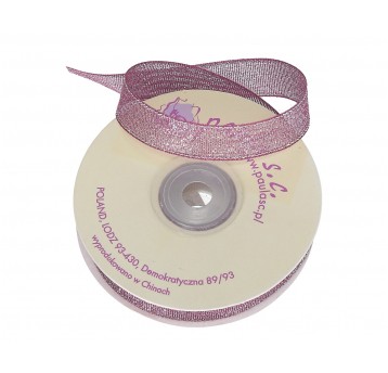 Wstążka śliwkowa z brokatem 1,5cm x 23 m
