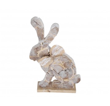Zając naturalny z drewna na podstawie 36cm /20cm