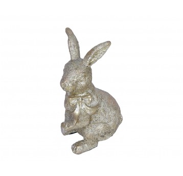 Zając złoty z kokardą z ceramiki 11cm/7cm