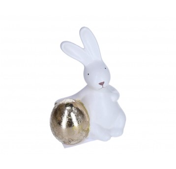 Zajączek biały ze złotym jajkiem 10cm/14cm/7cm