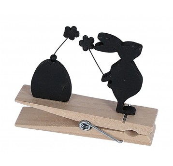 Zajączek i jajko na spinaczu- czarne 15cm/13cm