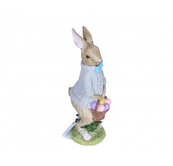 Zajączek z ceramiki z koszem jajek 17cm/4cm