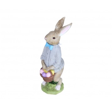 Zajączek z ceramiki z koszykiem jajek 26cm/7cm