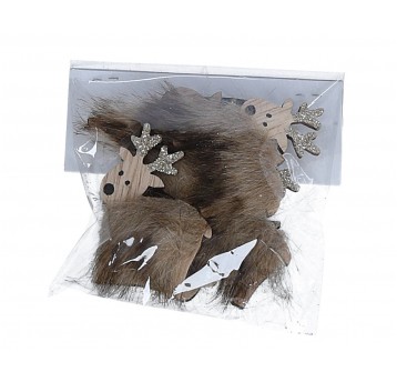 Zawieszka renifer w futerku 6cm/4cm op=6szt