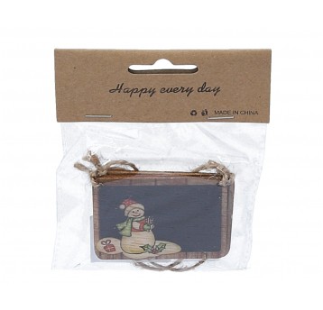 Zawieszka tabliczka z balwankiem op=2szt 6,5cm/5cm