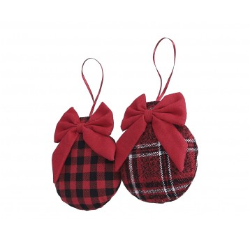 Zawieszki bombki w kratkę z kokardą mix 13cm/10cm