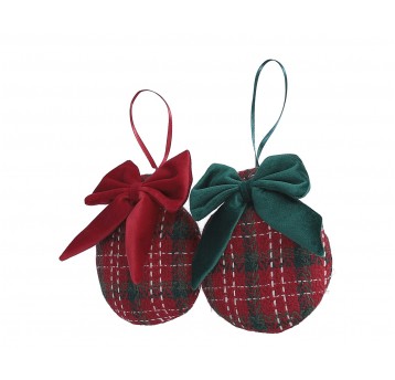 Zawieszki bombki w kratkę z kokardą mix 13cm/10cm