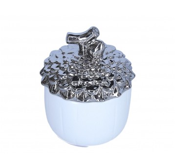 Żołądź biało-srebrny do dekoracji śr 10cm/14cm