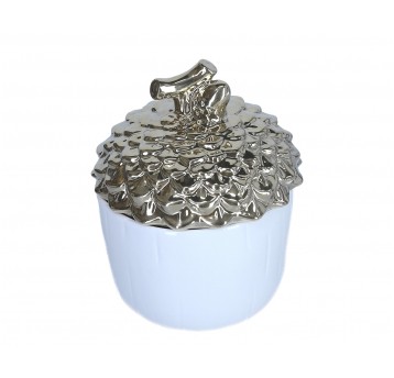 Żołądź biało-złoty do dekoracji śr 14cm/20cm